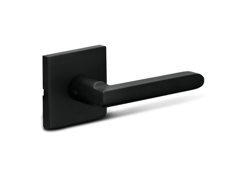 Berlin Modisch Dummy Lever Door Handle Pack of 2 Slim Square Non-Turning Single Side Pull Only Lever Set [for Closet or French Doors] Heavy Duty - Iron Iron Black Finish - Image 4